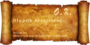Olejnik Krisztofer névjegykártya